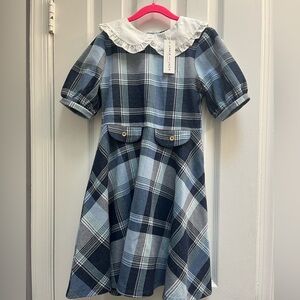 Janie and Jack Blue Plaid Dress with Peter Pan Collar